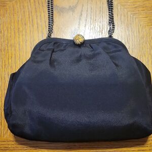 Elegant Black Satin Evening Bag
